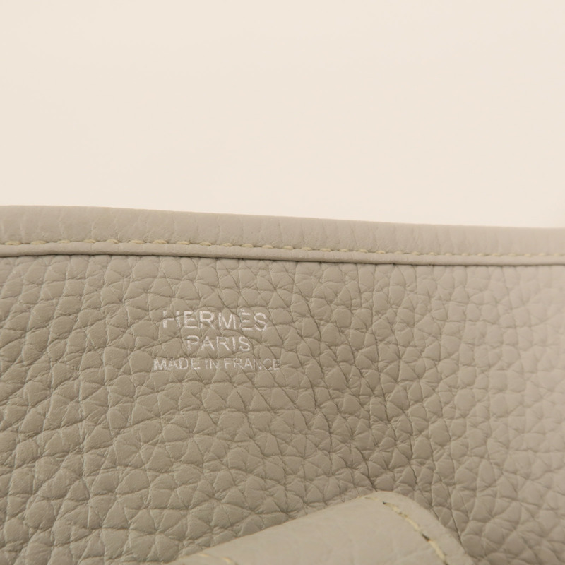HERMES Clemence皮革Evelyne PM銀扣肩背袋Gris Perle-5