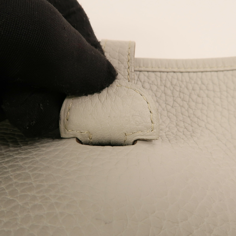 HERMES Clemence皮革Evelyne PM銀扣肩背袋Gris Perle-6