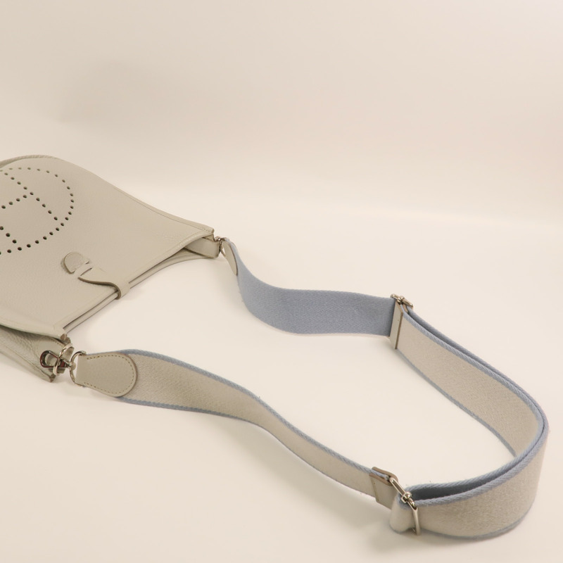 HERMES Clemence皮革Evelyne PM銀扣肩背袋Gris Perle-7