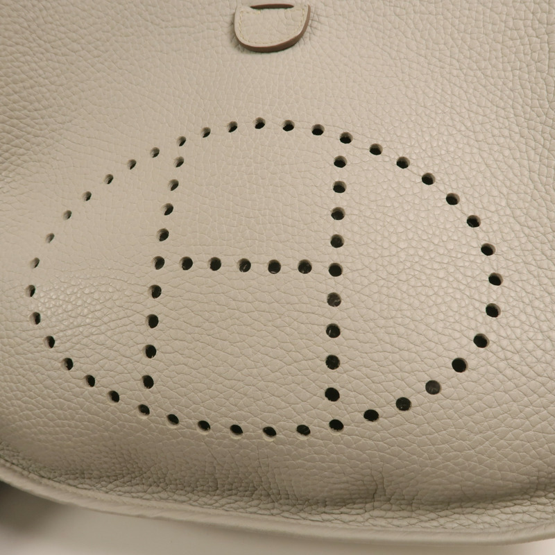 HERMES Clemence皮革Evelyne PM銀扣肩背袋Gris Perle-8