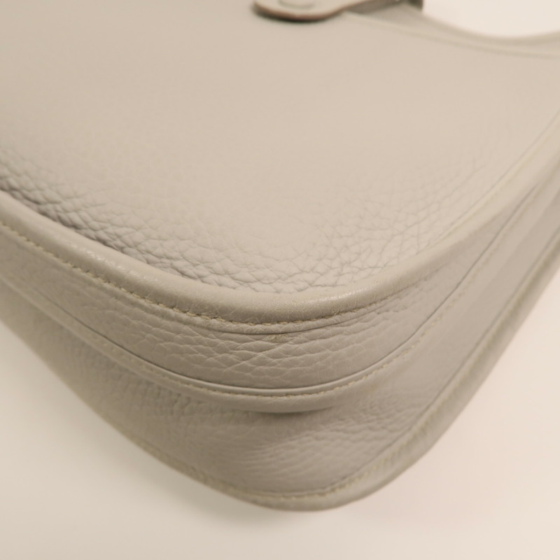 HERMES Clemence皮革Evelyne PM銀扣肩背袋Gris Perle-12