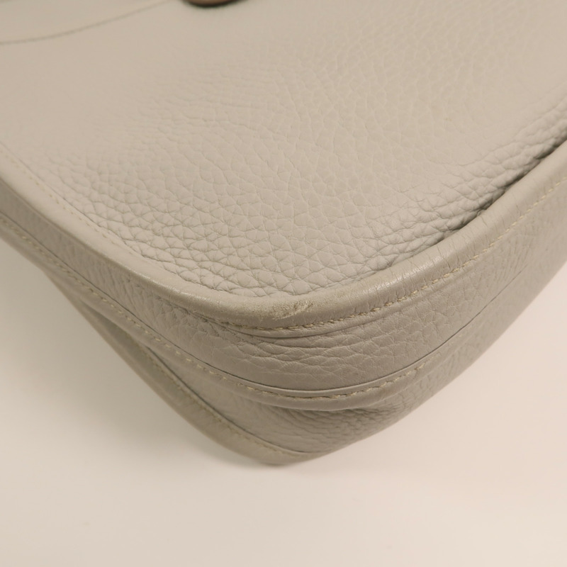 HERMES Clemence皮革Evelyne PM銀扣肩背袋Gris Perle-13