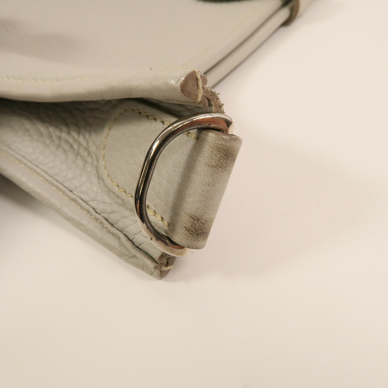 HERMES Clemence皮革Evelyne PM銀扣肩背袋Gris Perle-15