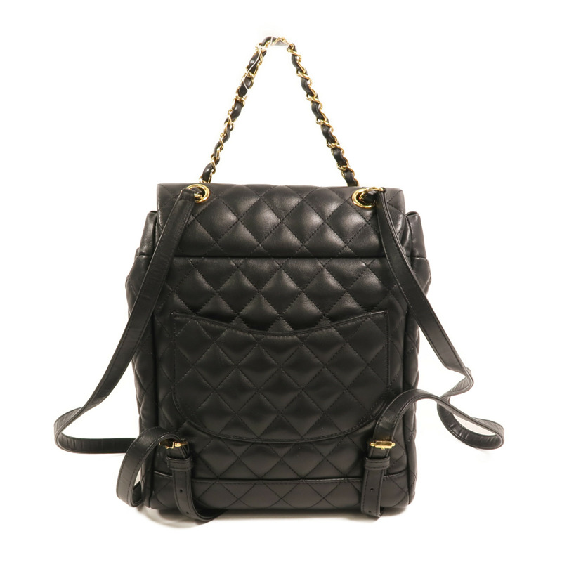 CHANEL 羊皮皮革Backpack Small金扣背包-1
