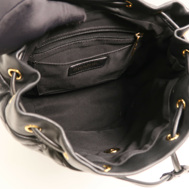 CHANEL 羊皮皮革Backpack Small金扣背包-4