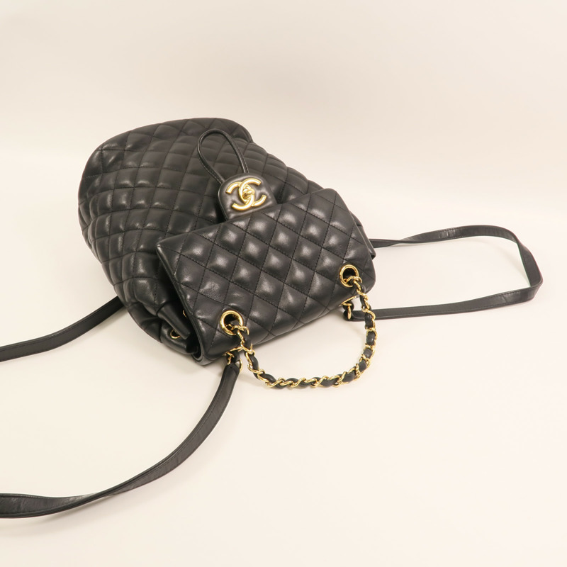 CHANEL 羊皮皮革Backpack Small金扣背包-7