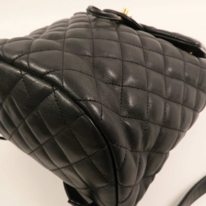 CHANEL 羊皮皮革Backpack Small金扣背包-11