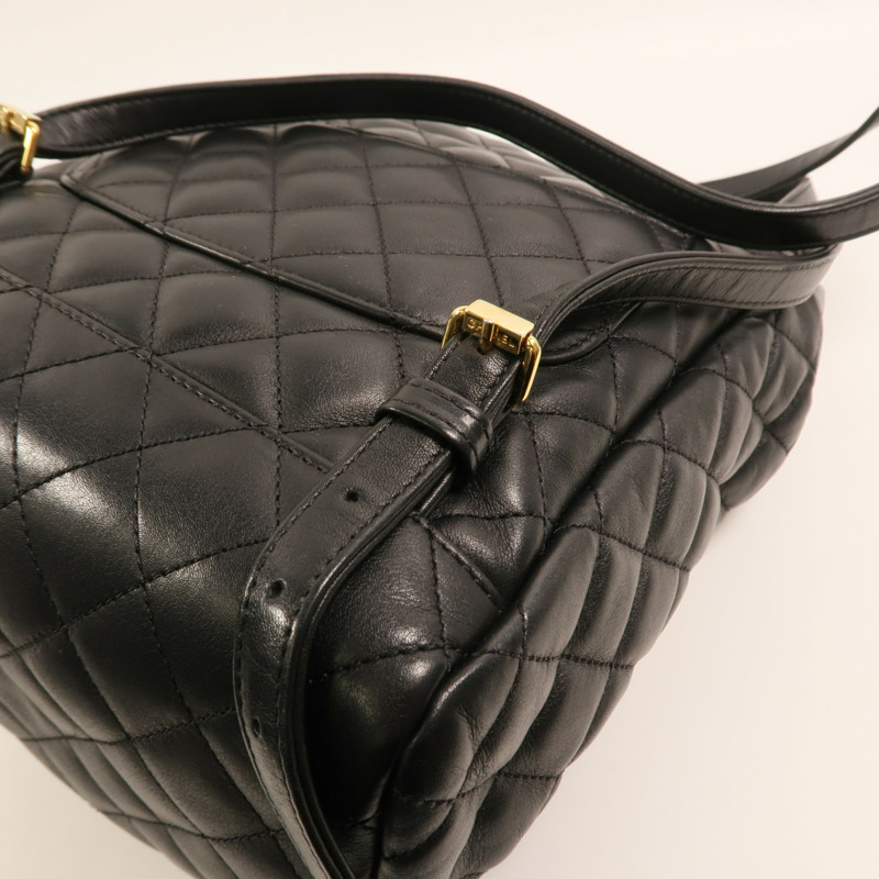 CHANEL 羊皮皮革Backpack Small金扣背包-13