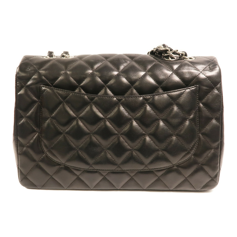 CHANEL 羊皮皮革Large Classic銀扣鏈帶肩背袋-1