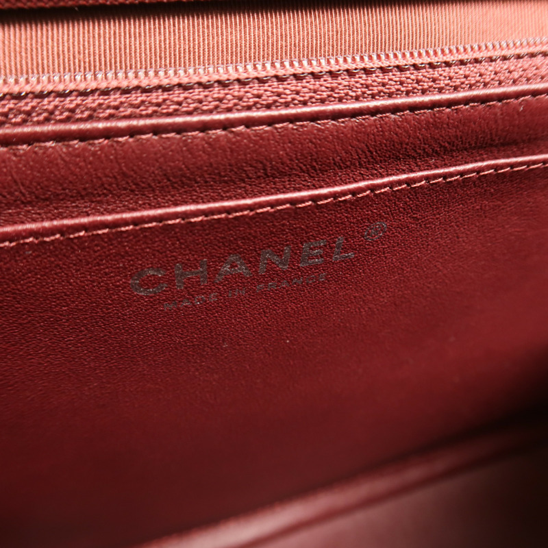 CHANEL 羊皮皮革Large Classic銀扣鏈帶肩背袋-5