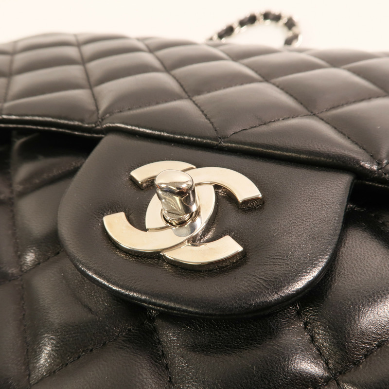 CHANEL 羊皮皮革Large Classic銀扣鏈帶肩背袋-8