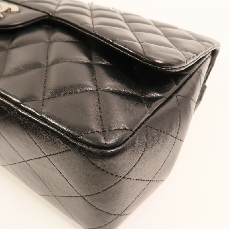 CHANEL 羊皮皮革Large Classic銀扣鏈帶肩背袋-11