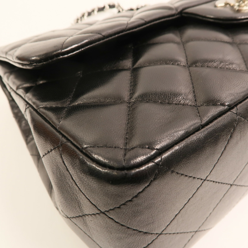 CHANEL 羊皮皮革Large Classic銀扣鏈帶肩背袋-12