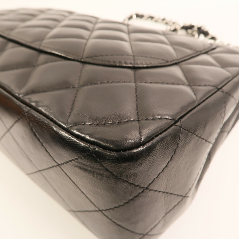 CHANEL 羊皮皮革Large Classic銀扣鏈帶肩背袋-13