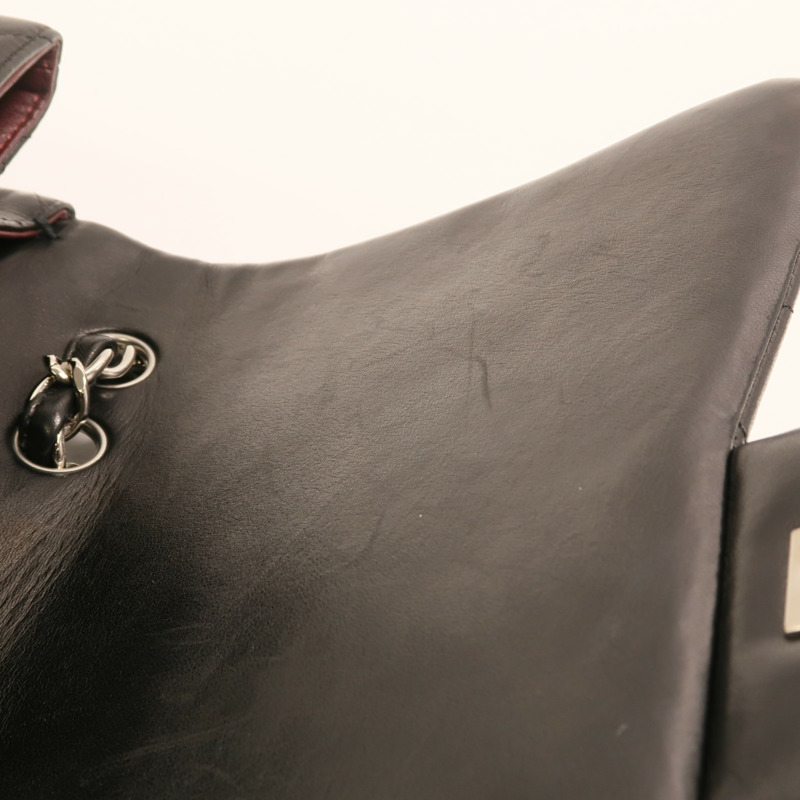 CHANEL 羊皮皮革Large Classic銀扣鏈帶肩背袋-15