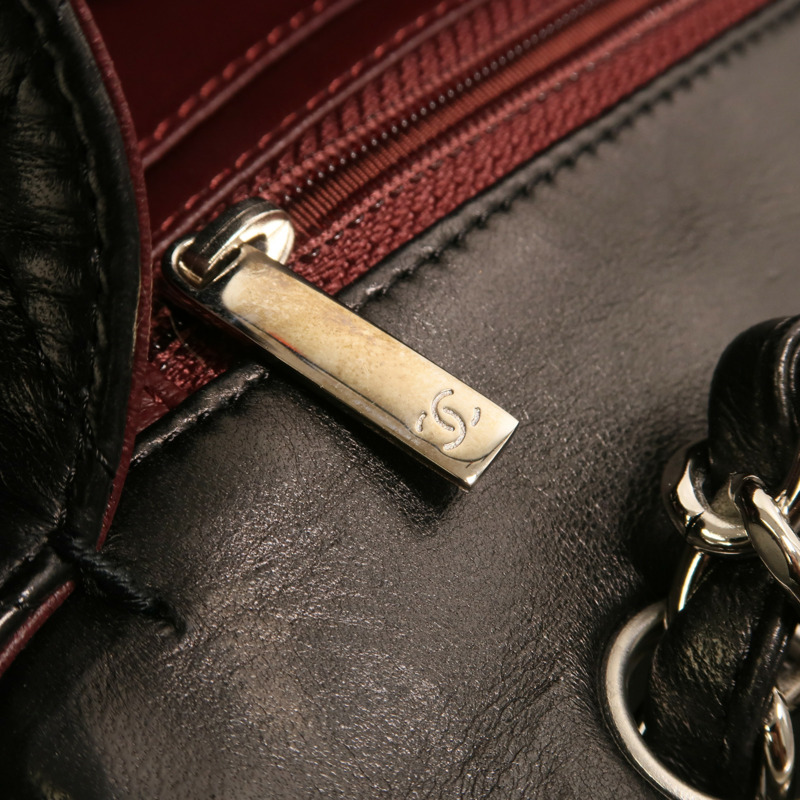 CHANEL 羊皮皮革Large Classic銀扣鏈帶肩背袋-16