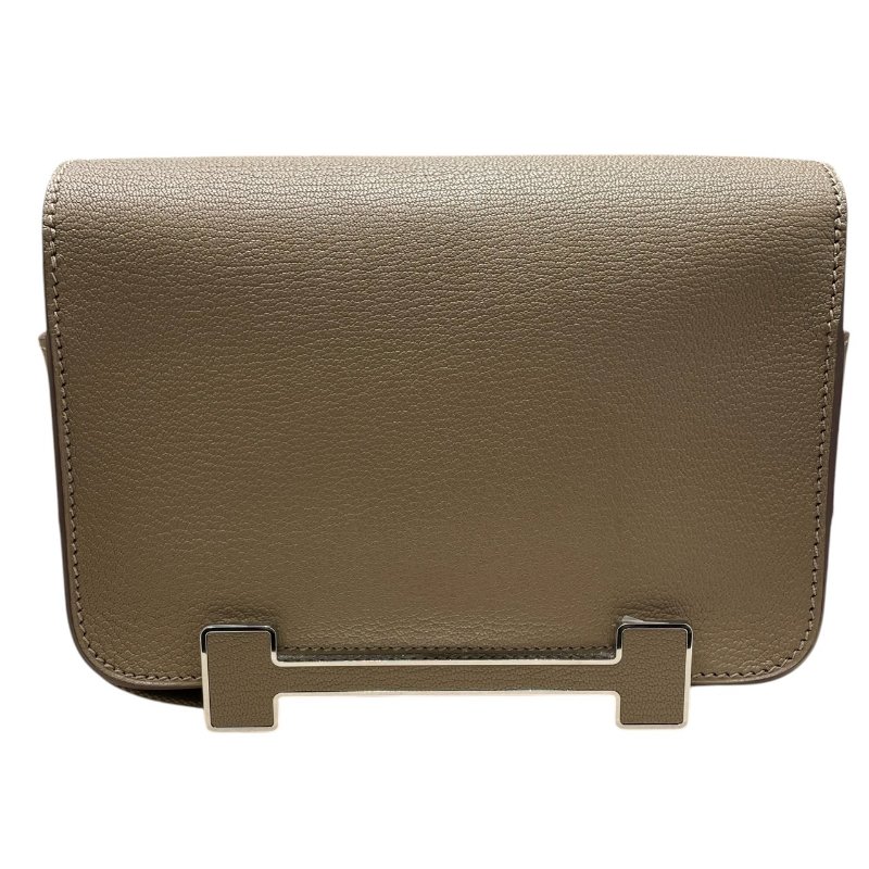 HERMES 愛馬仕 GETA 木屐包 山羊皮 大象灰 銀扣-1