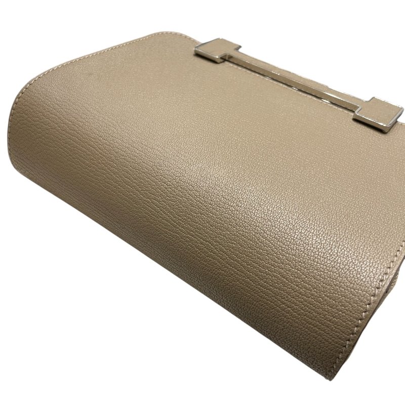 HERMES 愛馬仕 GETA 木屐包 山羊皮 大象灰 銀扣-9