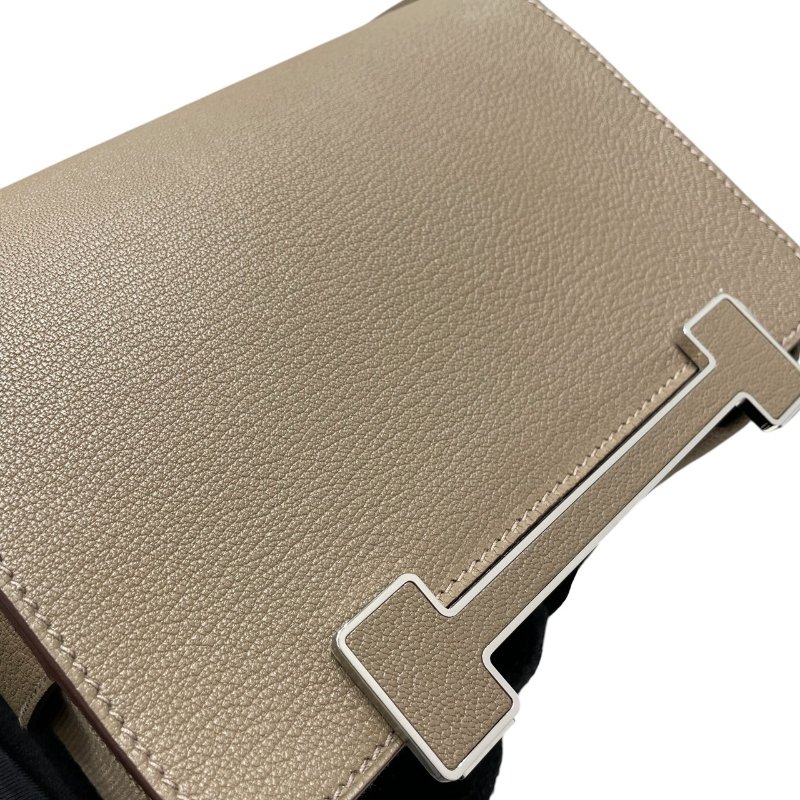 HERMES 愛馬仕 GETA 木屐包 山羊皮 大象灰 銀扣-10