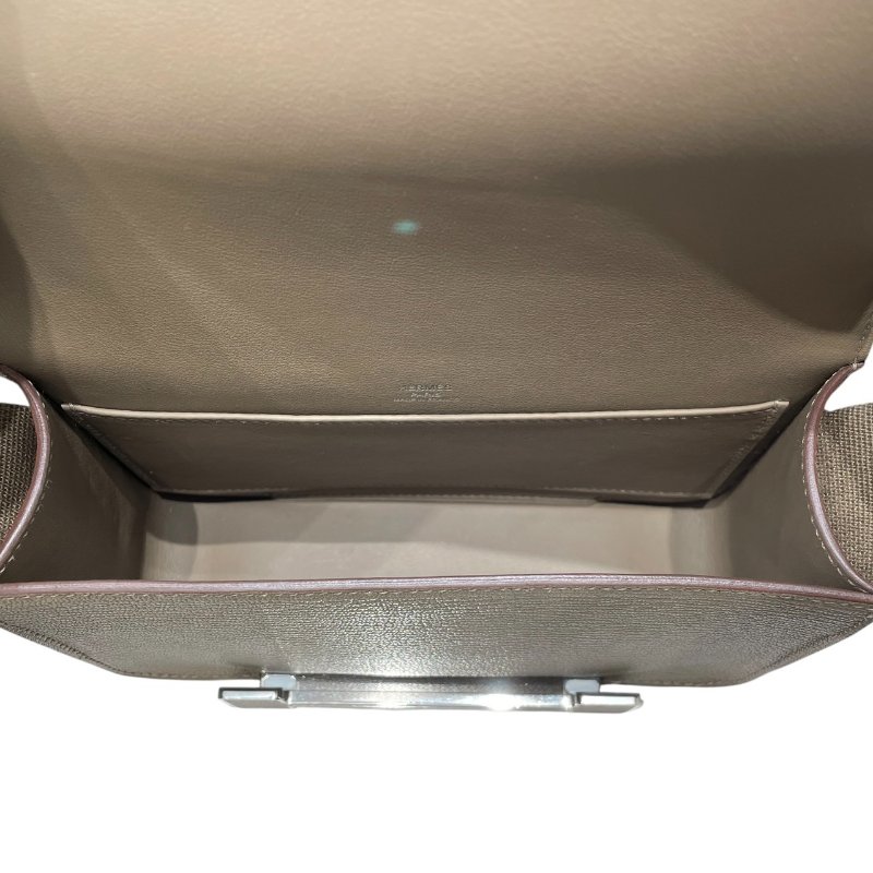 HERMES 愛馬仕 GETA 木屐包 山羊皮 大象灰 銀扣-12