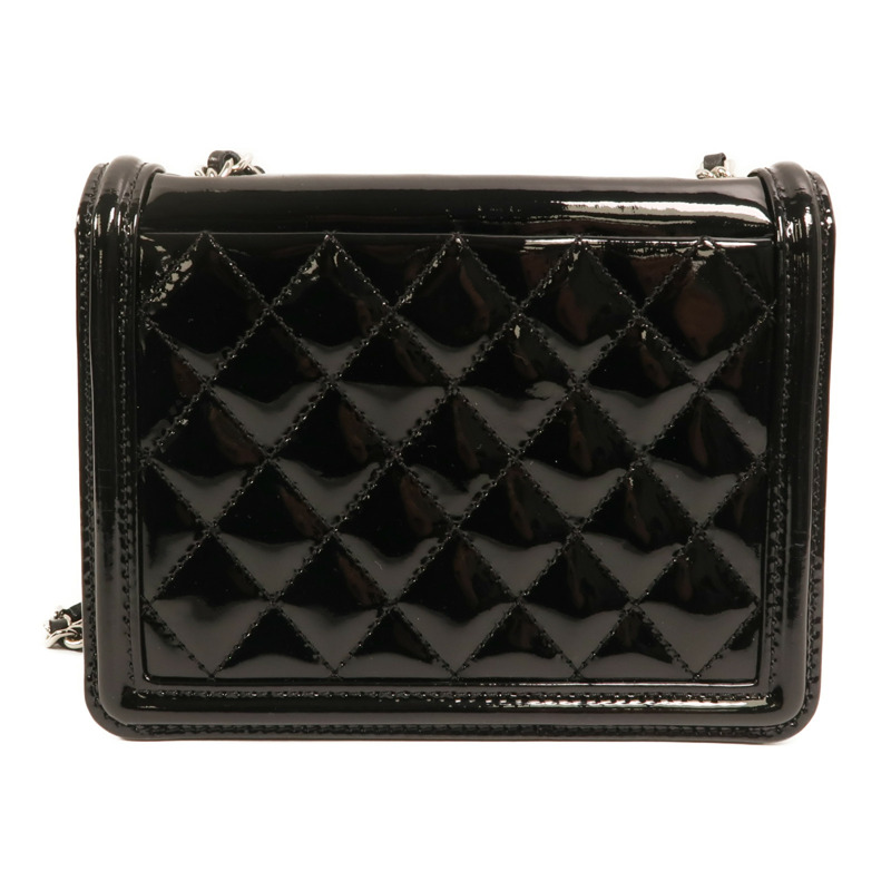 CHANEL 漆皮皮革Boy Brick Bag銀扣鏈帶肩背袋-1