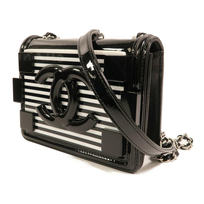 CHANEL 漆皮皮革Boy Brick Bag銀扣鏈帶肩背袋-2