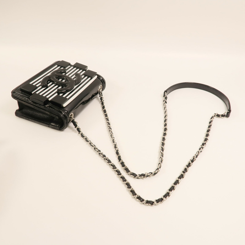 CHANEL 漆皮皮革Boy Brick Bag銀扣鏈帶肩背袋-7