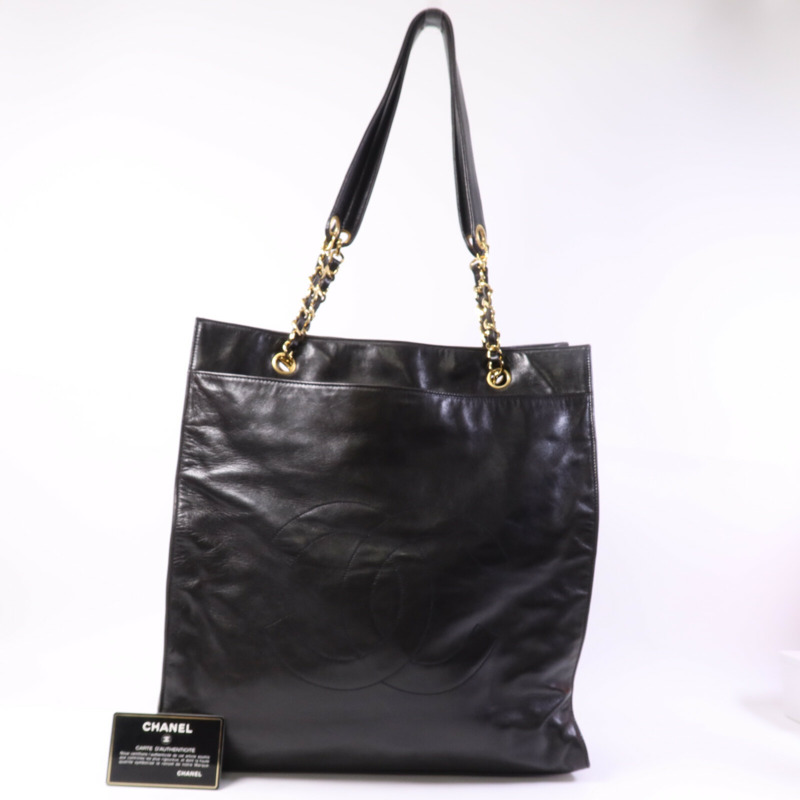CHANEL 羊皮皮革Vintage Tote Bag金扣手挽袋-9