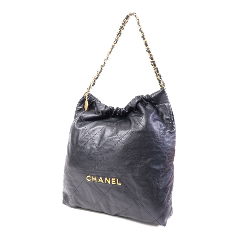 CHANEL 牛皮皮革Chanel 22 Medium金扣鏈帶肩背袋-2