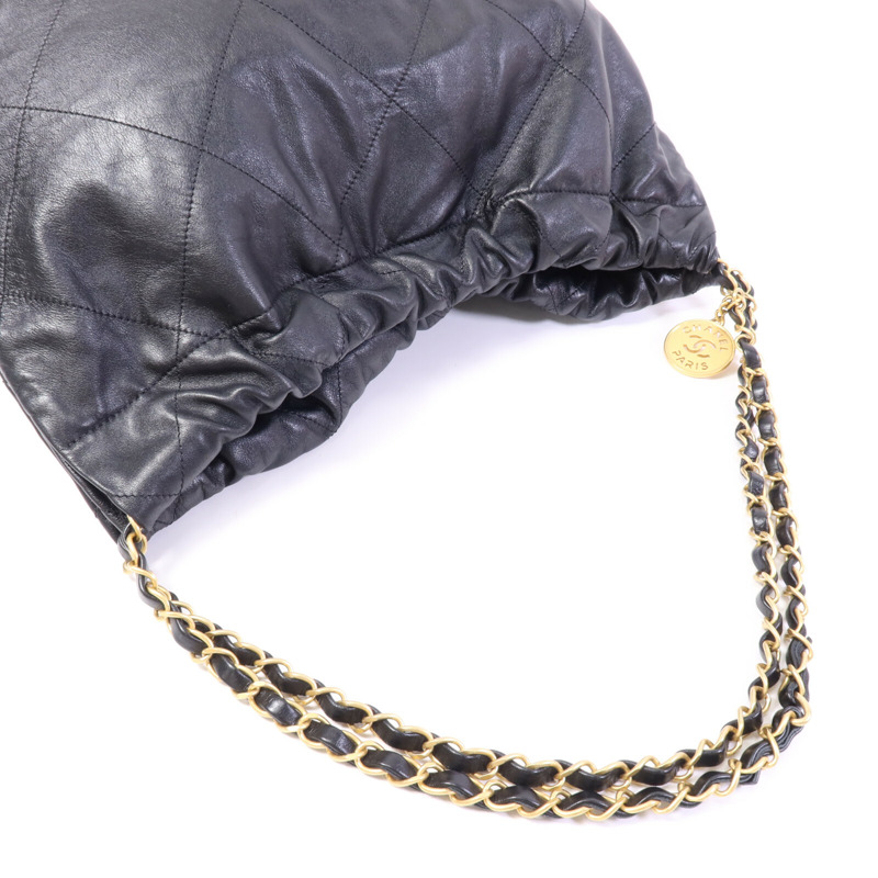 CHANEL 牛皮皮革Chanel 22 Medium金扣鏈帶肩背袋-8