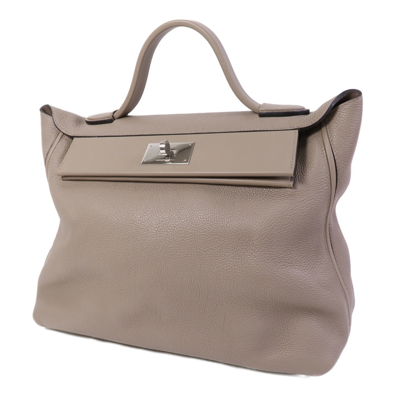 HERMES Togo皮革24/24 35CM銀扣手挽袋Gris Asphalt-2