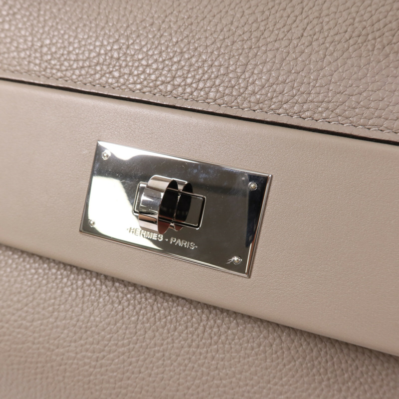 HERMES Togo皮革24/24 35CM銀扣手挽袋Gris Asphalt-6