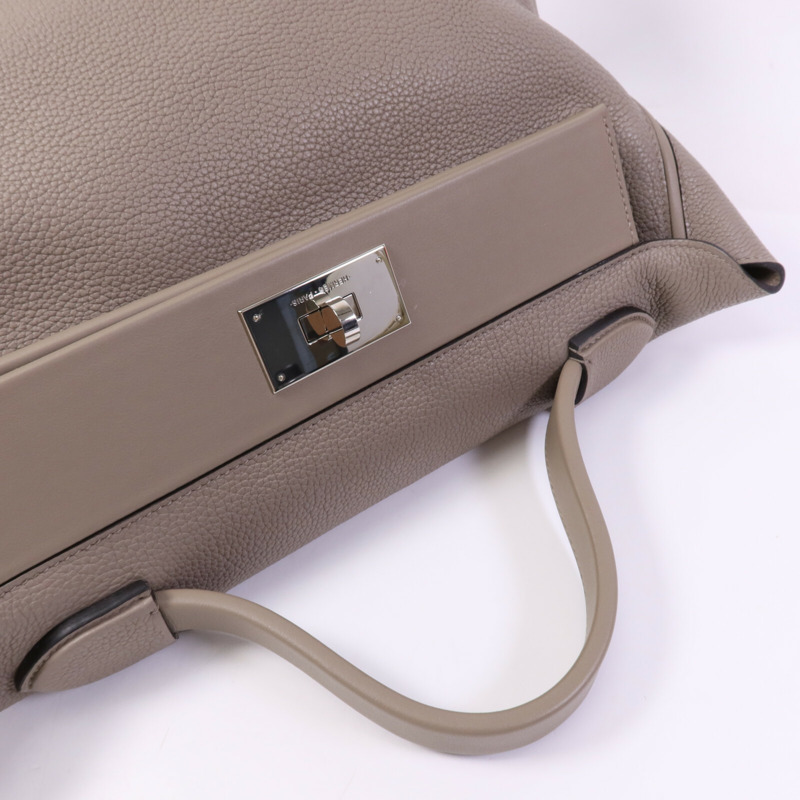 HERMES Togo皮革24/24 35CM銀扣手挽袋Gris Asphalt-8