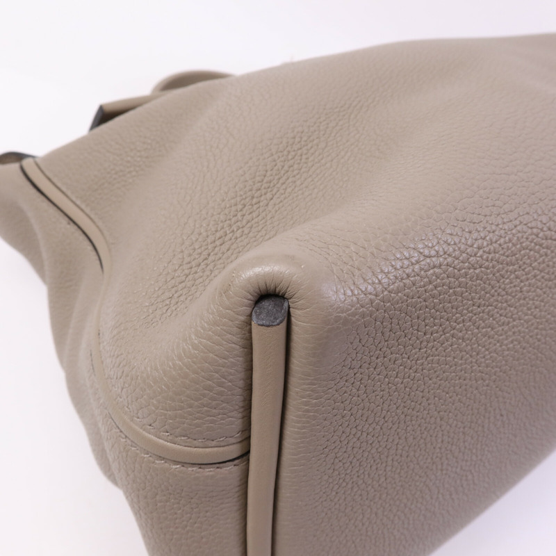 HERMES Togo皮革24/24 35CM銀扣手挽袋Gris Asphalt-10