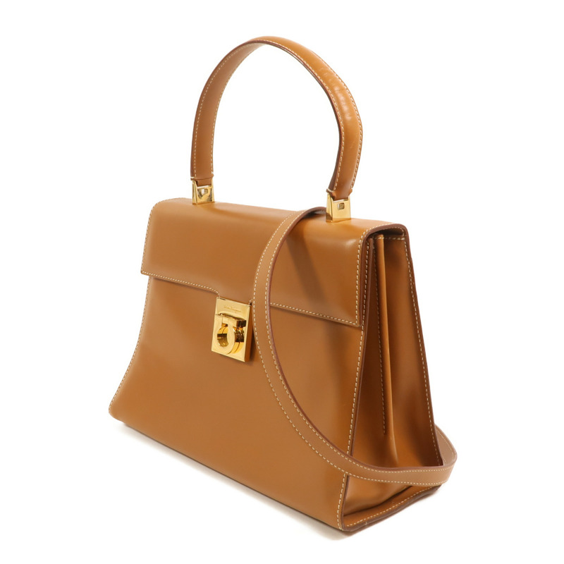 Salvatore Ferragamo 牛皮皮革Gancini Bag金扣手挽肩背兩用袋-2