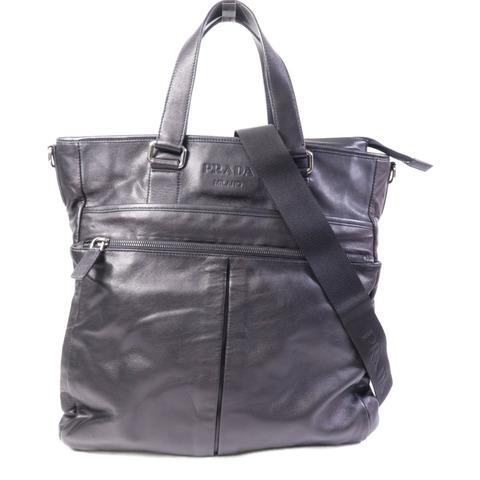 PRADA 牛皮皮革Vintage Handbag銀扣手挽肩背兩用袋