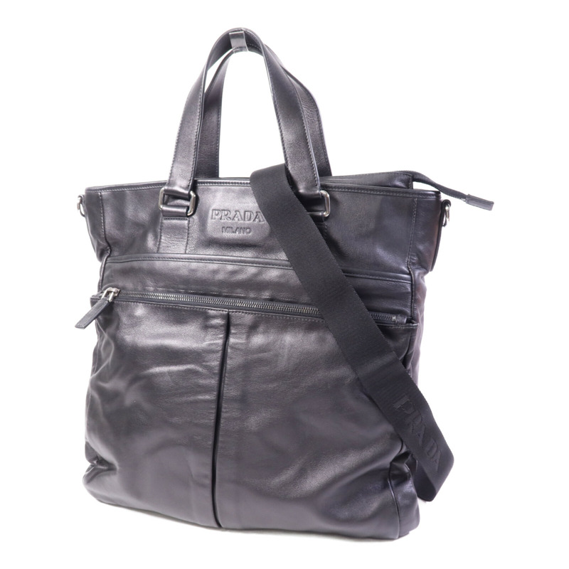 PRADA 牛皮皮革Vintage Handbag銀扣手挽肩背兩用袋-2