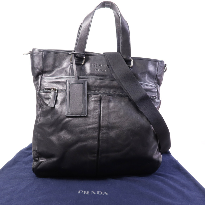PRADA 牛皮皮革Vintage Handbag銀扣手挽肩背兩用袋-9