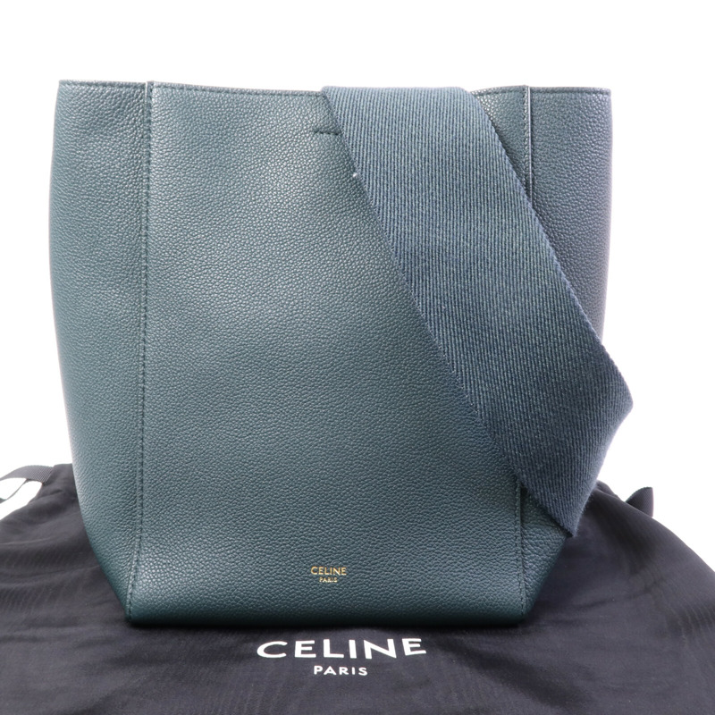CELINE 牛皮皮革Small Sangle Bucket金扣肩背袋-9