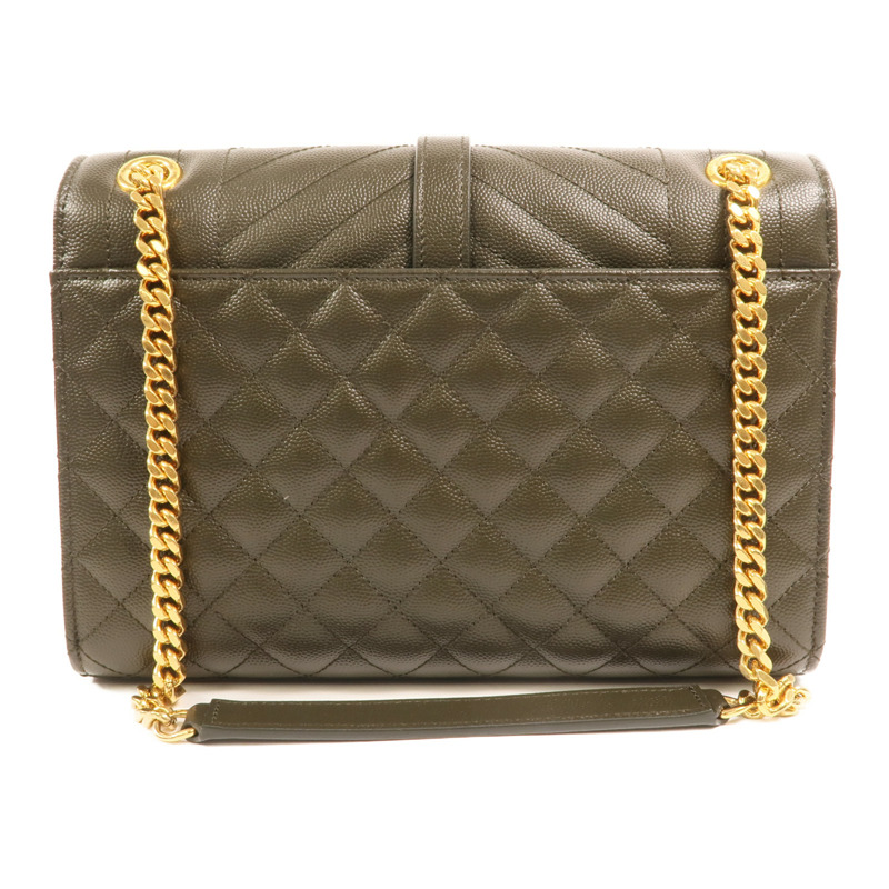 YVES SAINT LAURENT 牛皮皮革Chain Shoulder金扣鏈帶肩背袋-1