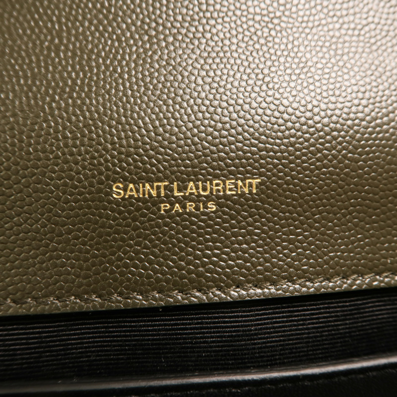 YVES SAINT LAURENT 牛皮皮革Chain Shoulder金扣鏈帶肩背袋-5