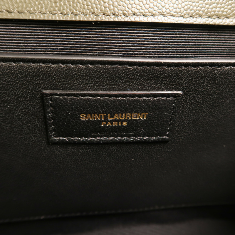 YVES SAINT LAURENT 牛皮皮革Chain Shoulder金扣鏈帶肩背袋-6