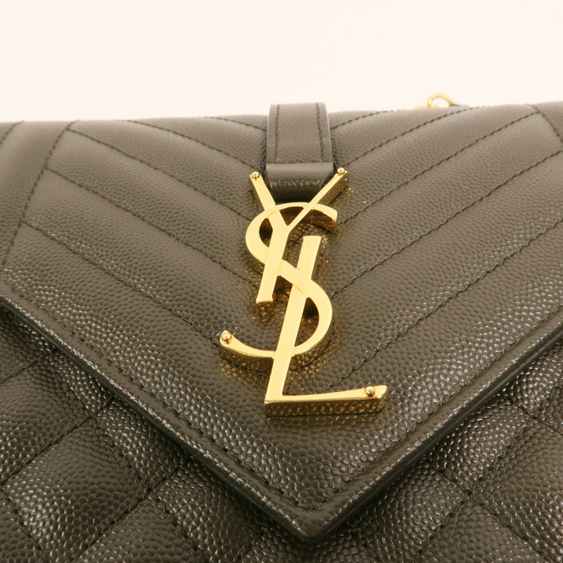 YVES SAINT LAURENT 牛皮皮革Chain Shoulder金扣鏈帶肩背袋-9