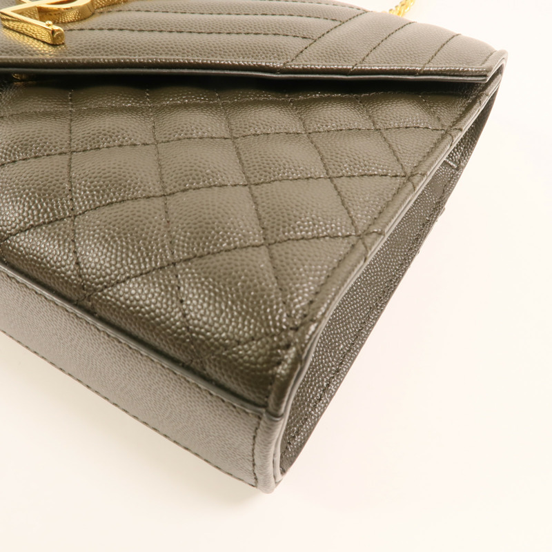 YVES SAINT LAURENT 牛皮皮革Chain Shoulder金扣鏈帶肩背袋-12