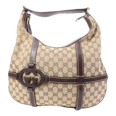 GUCCI 帆布Shoulder Bag金扣肩背袋