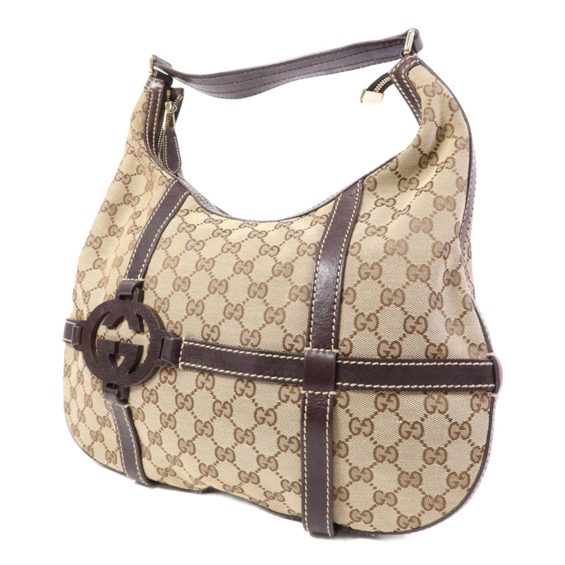 GUCCI 帆布Shoulder Bag金扣肩背袋-2