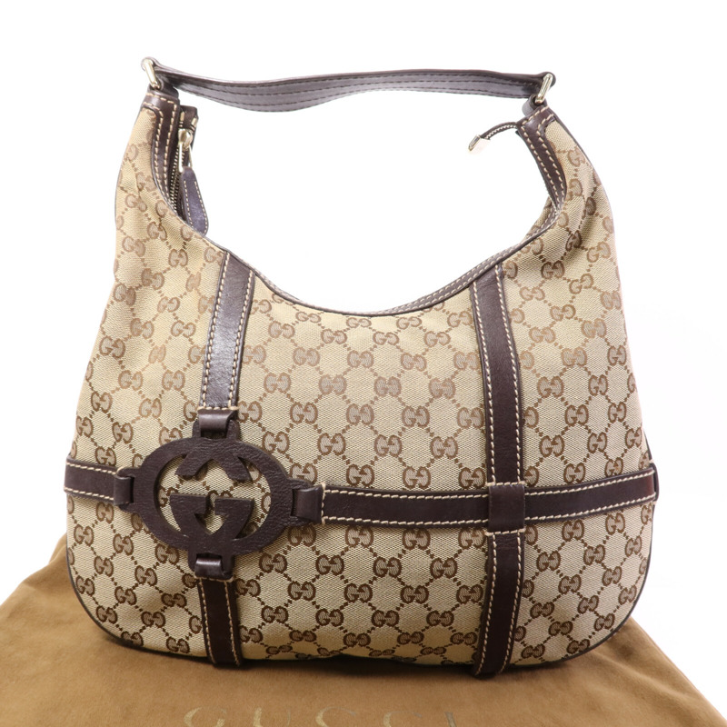 GUCCI 帆布Shoulder Bag金扣肩背袋-9
