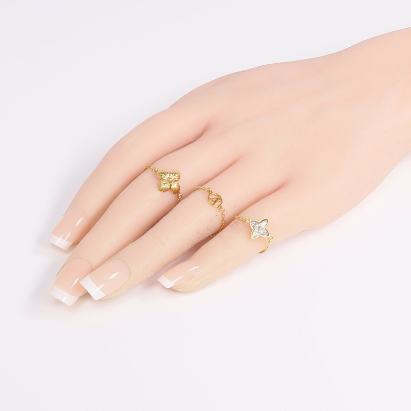 LOUIS VUITTON 金屬Burg Blooming Strass Ring Set戒指US#6.75/7.25/10-6