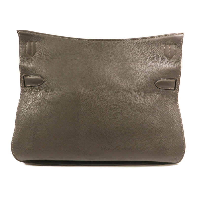 HERMES Togo皮革Jypesiere 37銀扣肩背袋Etain-1