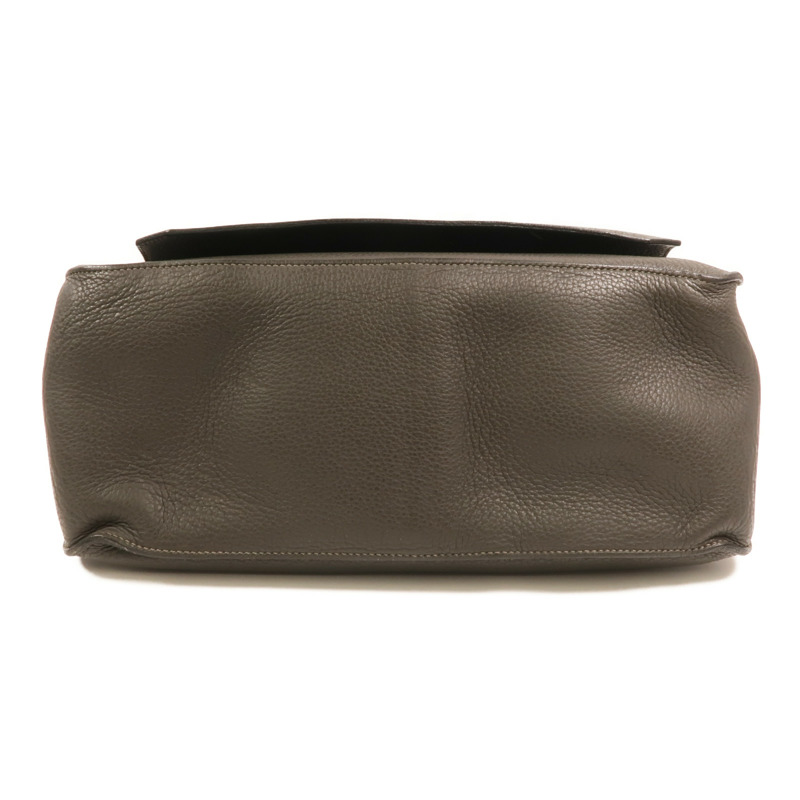 HERMES Togo皮革Jypesiere 37銀扣肩背袋Etain-3